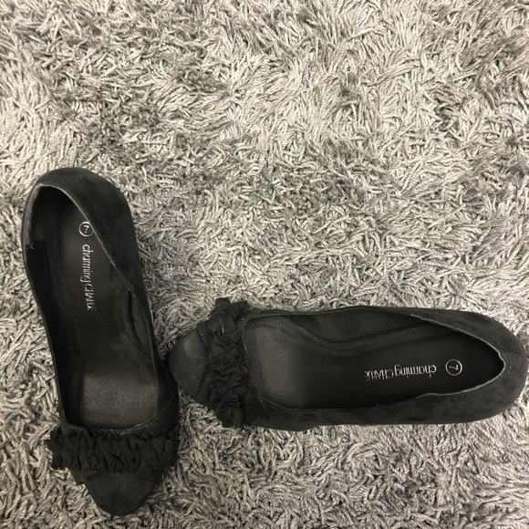 Charming Charlie Black Peep-Toe Heels - Picture 3 of 6